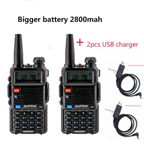 add 2pcs usb charger 2 шт. vhf uhf Профессиональное двухстороннее радио ht baofeng UV-5R Любительская дальняя рация 10 км охотничий радиоприемник CB передатчик - Цвет: add 2pcs usb charger