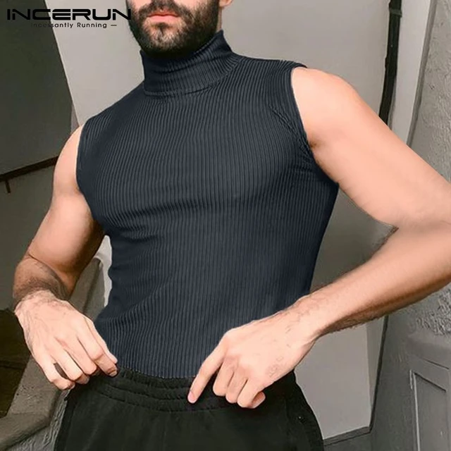 Incerun Men Tank Tops Turtleneck Sleeveless 2021 Solid Color Vests Men  Streetwear Skinny Fashion Casual Sexy Waistcoats S-5xl - Tank Tops -  AliExpress
