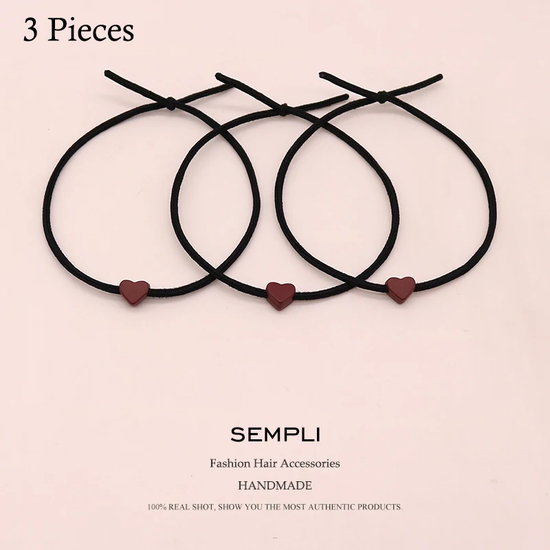 Small Love Black Popular Solid Elastic Hair Bands Wine red Headband Women Rubber Band Lady Letters Hair Accessories Scrunchie
