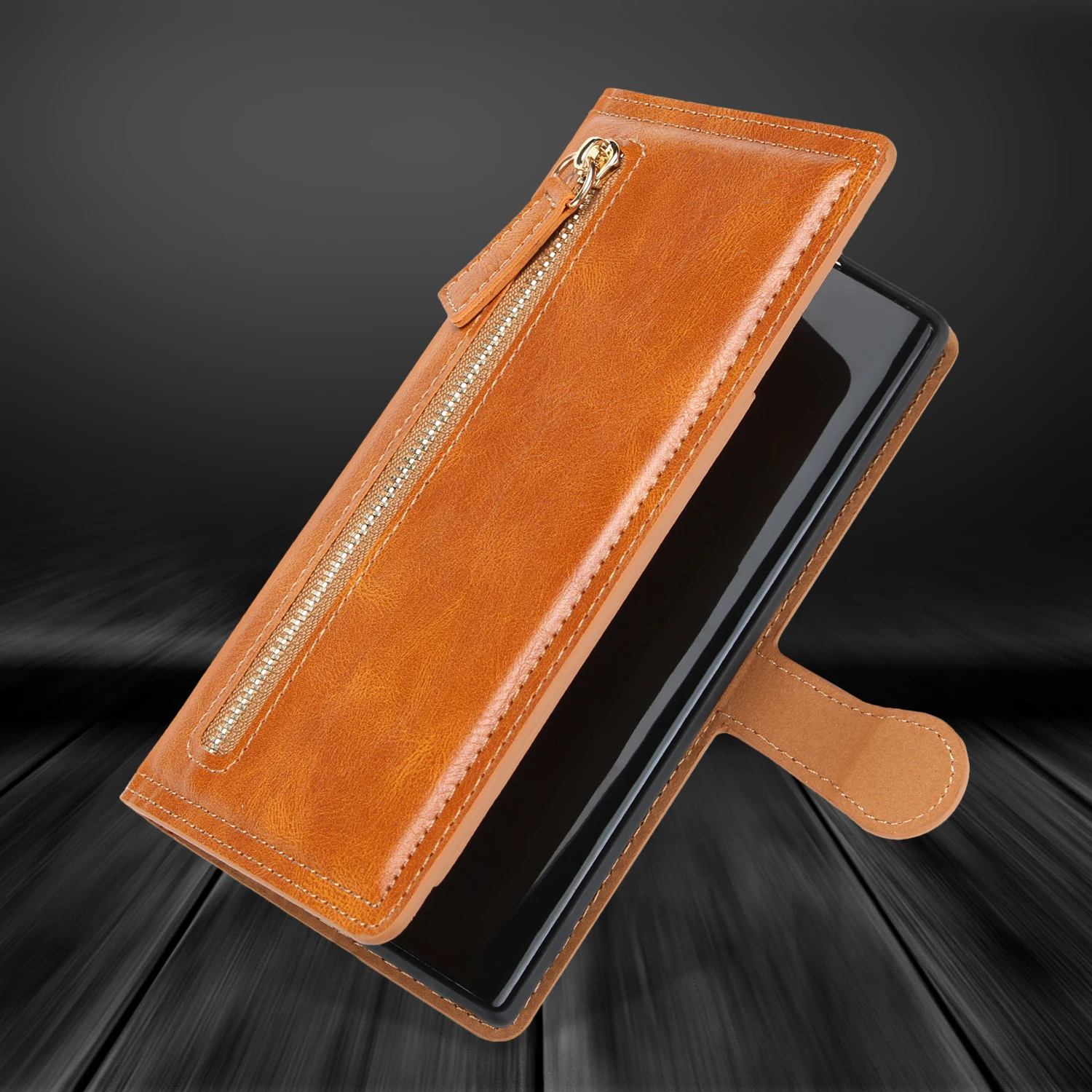 For Samsung Note 10Case Zipper Magnetic Flip Leather Wireless Charging Supported with Card Slot Coverfor SamsungS10 Note 10 Plus