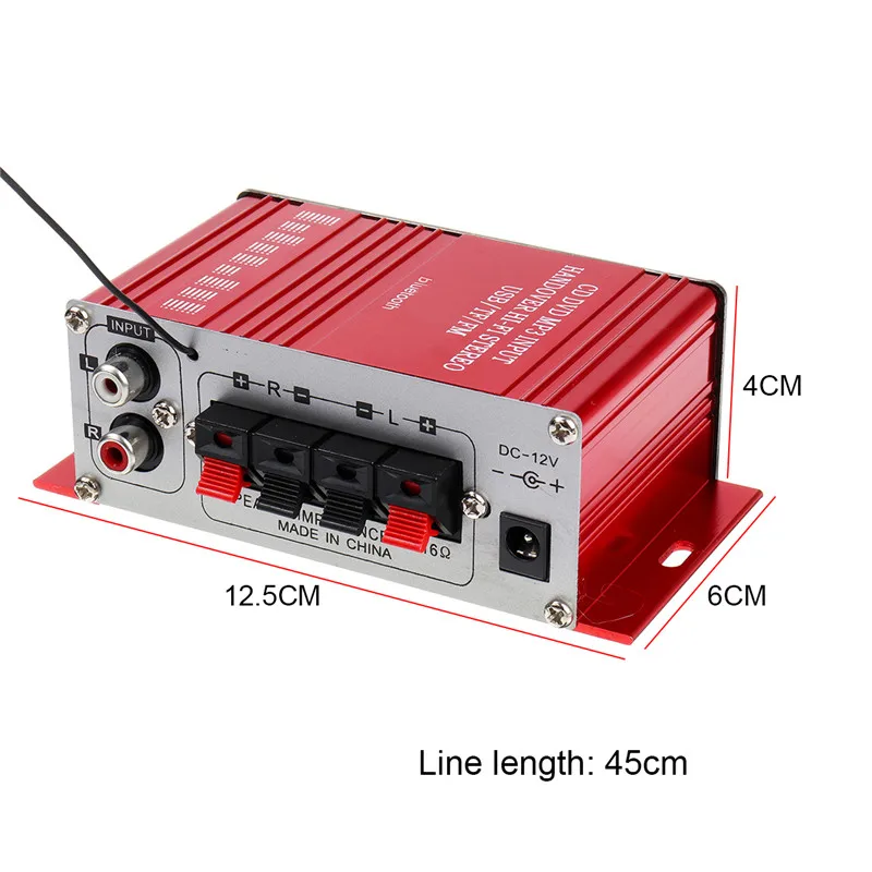 Мини-усилитель мощности для автомобиля 2 канала HIFI аудио усилитель мощности Bluetooth стерео автомобильный кинотеатр усилитель с fm-радио USB/TF/AUX