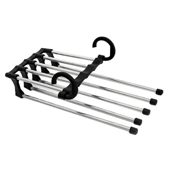 

Newest Fashion 5 in 1 Pant rack shelves Stainless Steel Clothes Hangers Multi-functional Wardrobe Hot Sale Magic Hanger