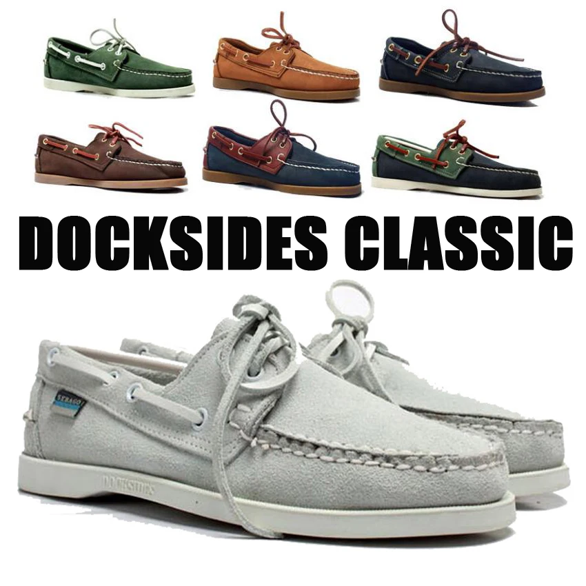 Zapatos de conducción de cuero de ante genuino para hombre y mujer, calzado de Barco clásico Docksides, mocasines planos de diseño de marca, 2019A015