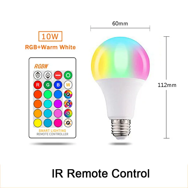 IR RGBWW 10W Новинка 15 Вт Bluetooth умная лампа светодиодный 5 Вт 10 Вт RGB волшебная лампа E27 светильник для изменения цвета умный дом светильник ing совместимый с IOS/Android - Испускаемый цвет: IR RGBWW 10W