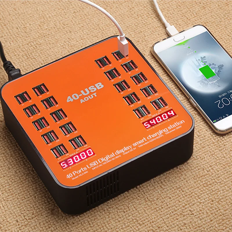 200W Multiport 40 Port USB Charger Station LED Display For iPhone iPad Xiaomi Samsung Huawei Mobile Phone Tablet Adapter | Мобильные