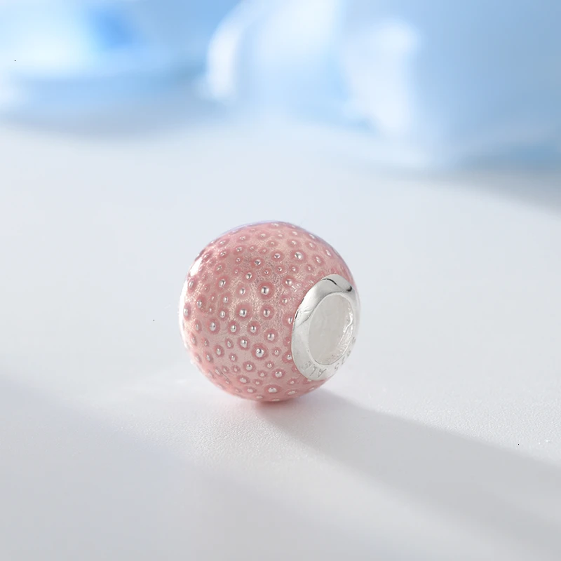 DEVOLOVE Новое поступление Настоящее серебро 925 пробы очаровательные бусины Bubbly бледно-розовый Шарм Подходит Pandora Амулеты Браслет, женская бижутерия