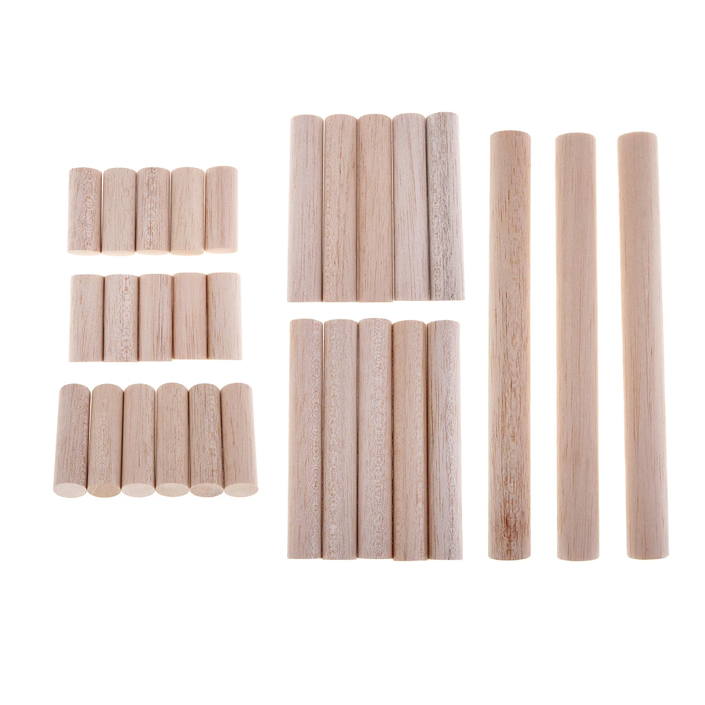 Unfinished Wood Rods Round Sticks Wooden Crafts Dowel DIY Modeling for Kids