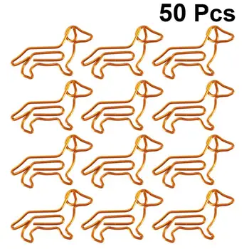 

50Pcs Golden Dachshund Paper Clips Cartoon Paper Clips Creative Customization Special-shaped Gold Paper Clips(Orange)