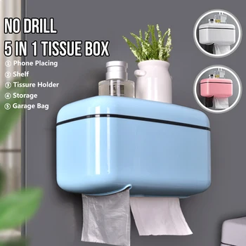 

NEW Toilet Tissue Box Free Punching Holder Wall Mounted PP Material Tissue Boxes Storage Napkin Container Kitchen Accessories
