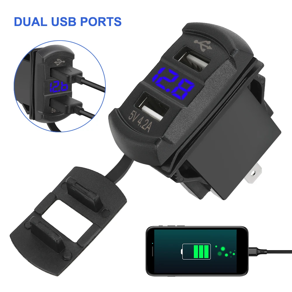 

24V 12V USB Chargers 3.0 Motorcycle Power Adapter Digital Volt Gauge Car Accessories For Caravan RV Truck Trailer Marine Boat