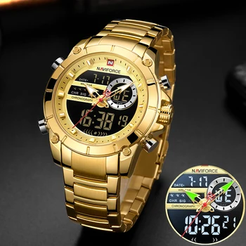 Men Military Sport Wrist Watch Gold Quartz Steel Waterproof 1