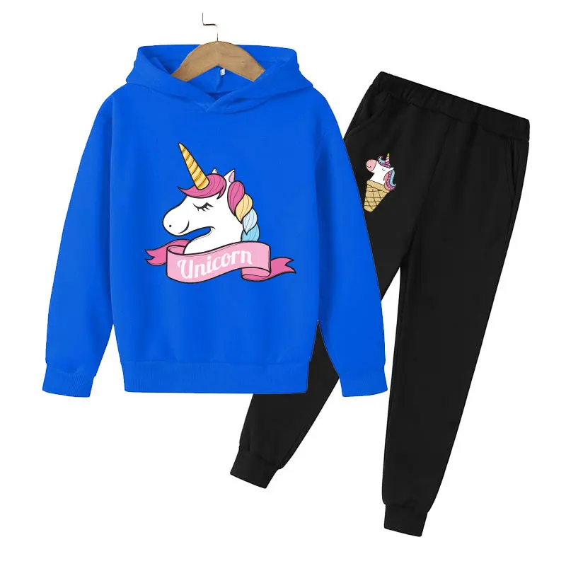 Unicorn Hoodie Children's Hoodie Game Set Autumn Children's Hoodie + Pants 2-Piece Set Girl Cute Girl Sweatshirt 4-14 Years Old hooded hoodie for kids Hoodies & Sweatshirts