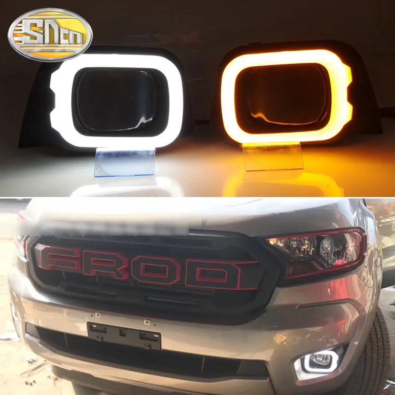 

For Ford Ranger T8 2019 LED DRL daylight car light headlamp ABS fog lamp waterprool head light cover with turn siganls functions