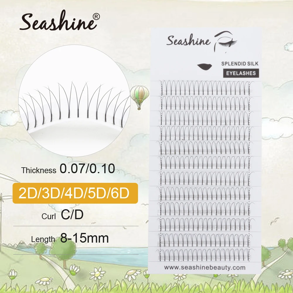 Seashine Premade объем ресниц вентиляторы объемные ресницы Индивидуальные ресницы узел с кластерными ресницами