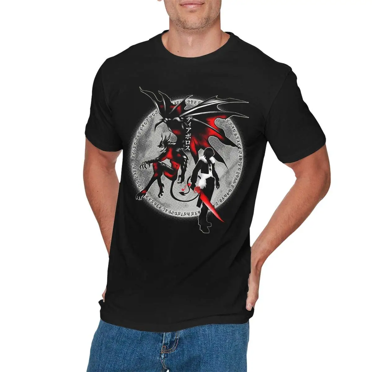 

REBECCA GOULD Mens Funny Final Fantasy VIII Tees Black Print T Shirt Mens Short Sleeve Hot top tee