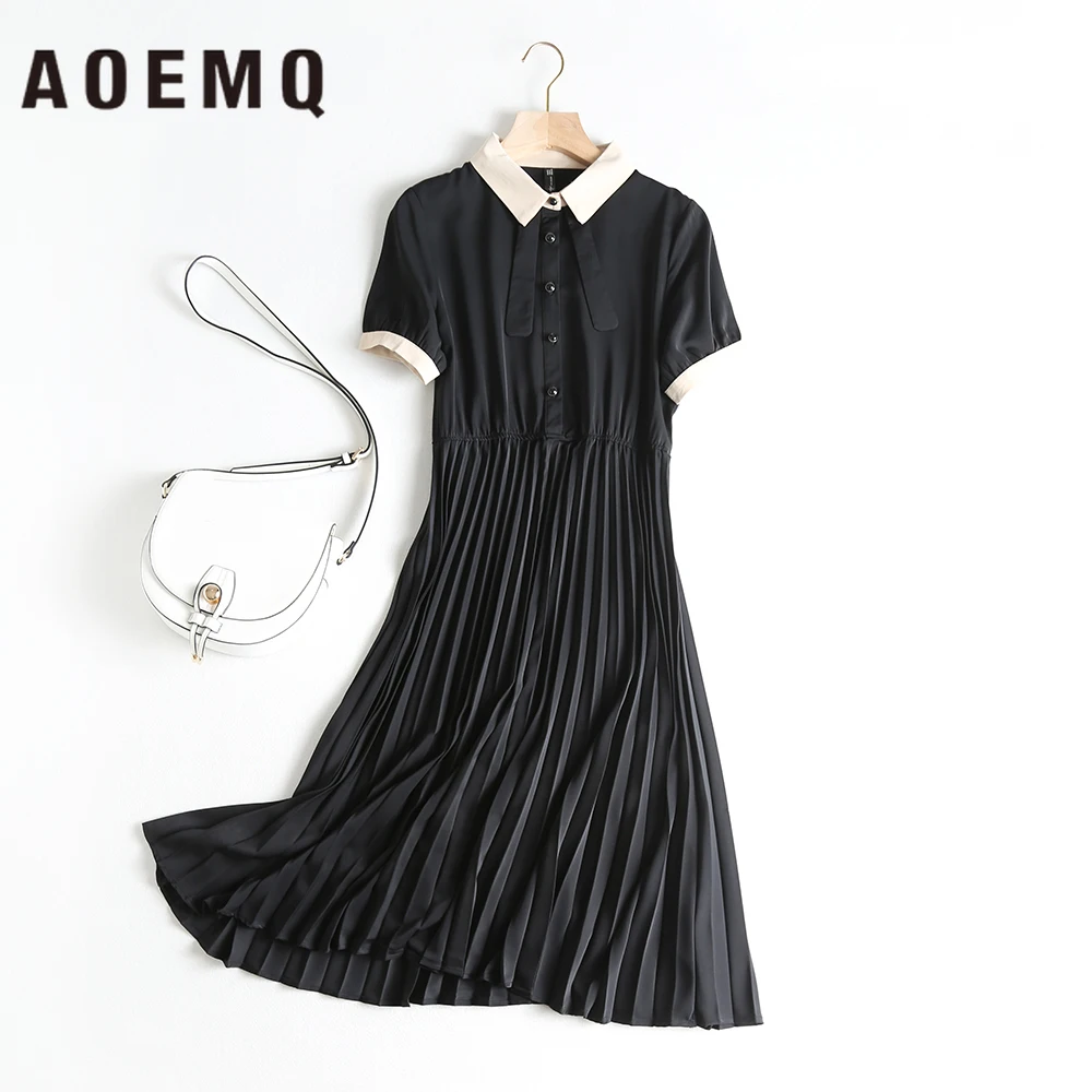 AOEMQ/Новые модные летние платья; консервативные платья принцессы в школьном стиле; драпированные сарафаны; Милая одежда для свиданий