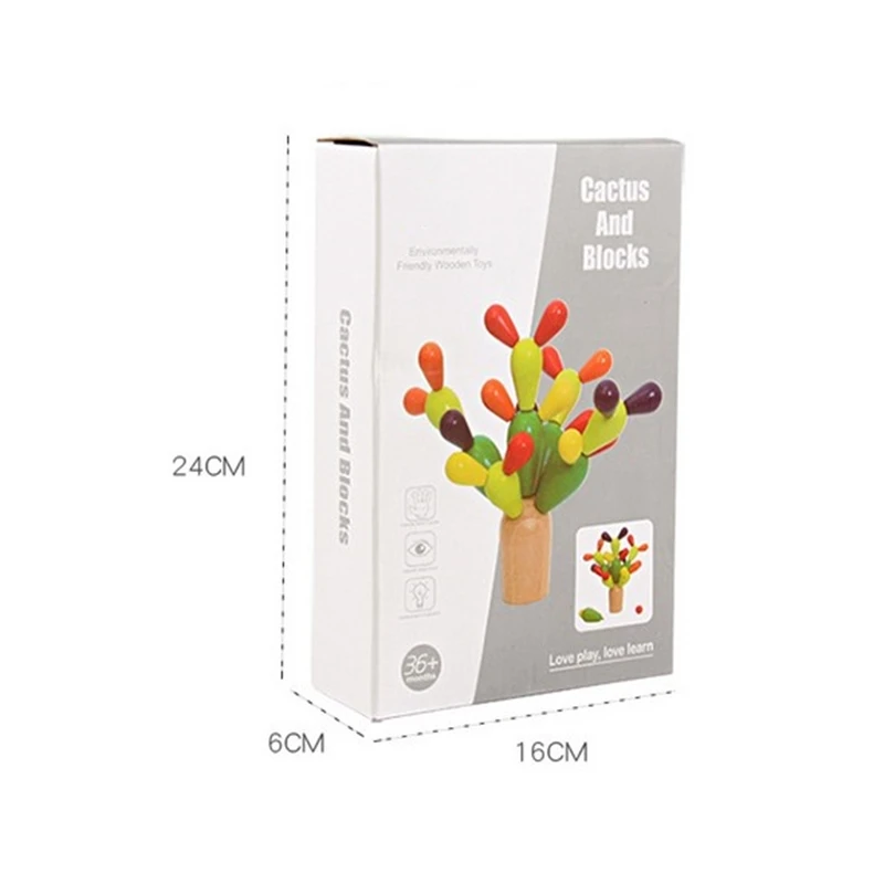 Children's Cactus Wooden Toys Building Blocks Assembled Toys Intelligence and Multifunction Color Cognition