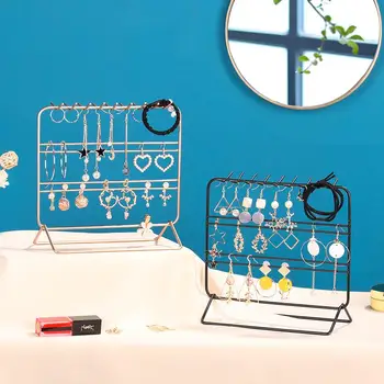 

Simple Shape Multi-layer Iron Jewelry Rack Earrings Earrings Necklace Display Shelf Organizer Home Organization and Storage