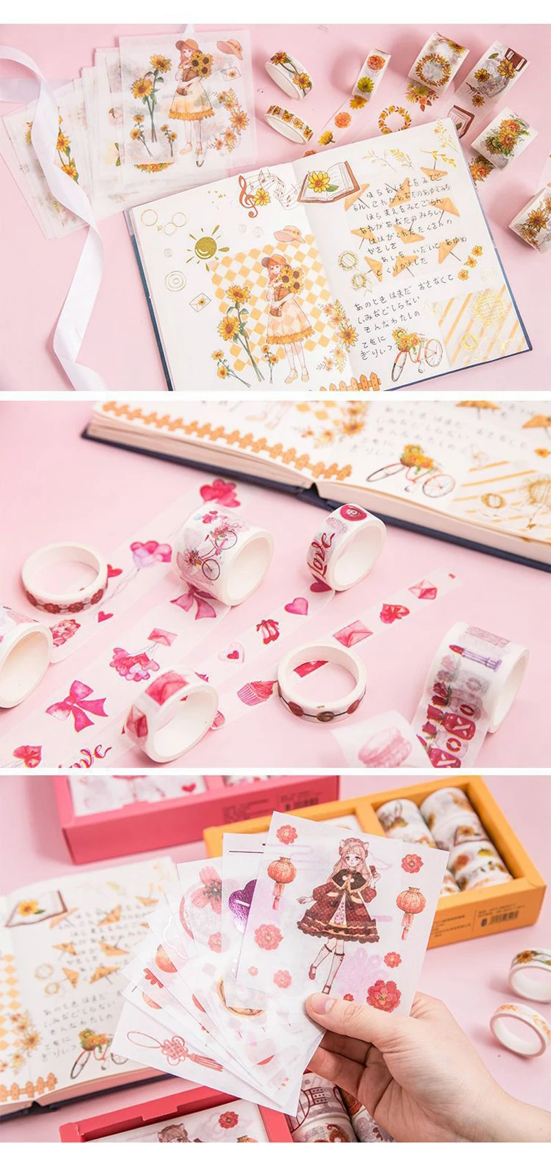 12 10 stücke Aufkleber Washi Tape Set niedlichen Vintage Mädchen Blumen Papier bänder für Journal Scrap booking Malerei DIY Deko Masking Tapes – Detail 8