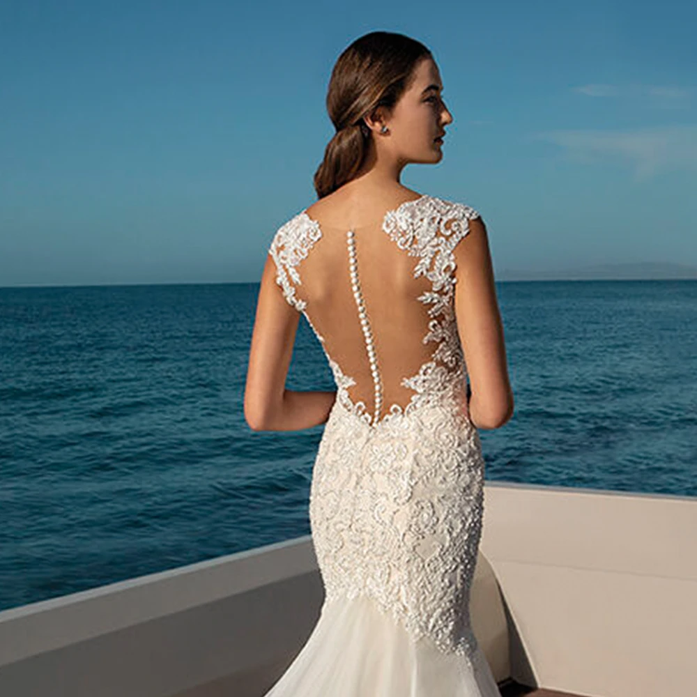 Robe de Mariee/свадебное платье с открытыми плечами с юбкой-годе,, с аппликацией из тюля, роскошное, Vestidos de Novia, милое, Trouwjurk, свадебное платье