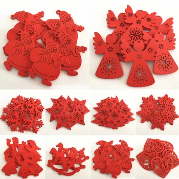 

10Pcs Natural Wood with 2M Rope Christmas Tree Pendant Hanging Ornament Snowflake Bell Xmas Party Decor Home Decoration 62859