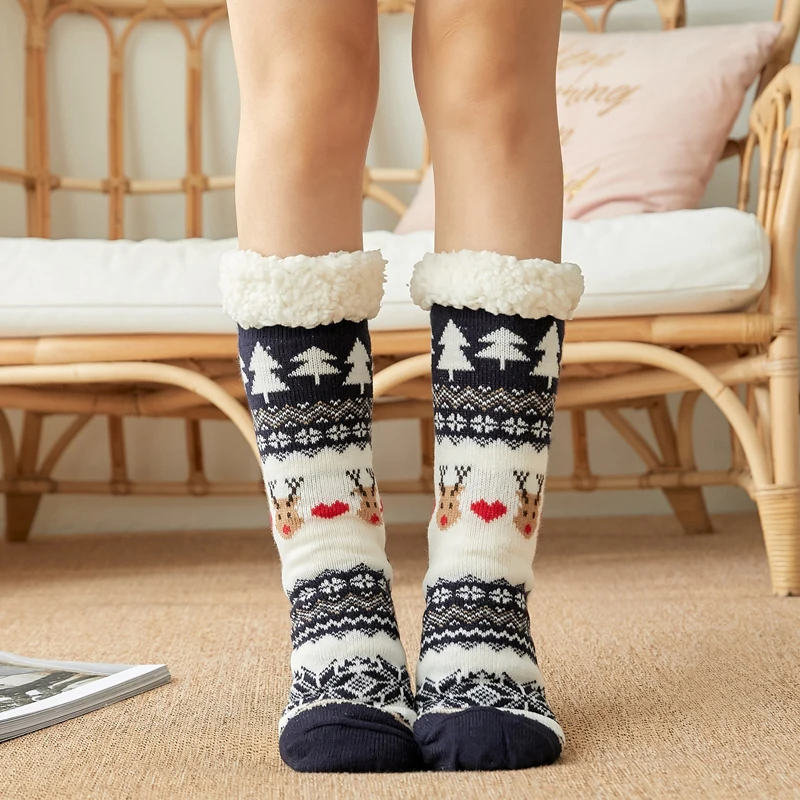 

Christmas Warm Socks Plus Cotton Thicken Women Winter Socks Cute Cartoon Elk Home Sleep Floor Socks Girl Funny Xmas Gift New