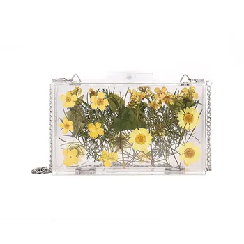 

New Style Acrylic Box Bag Little Daisy Chain Shoulder Transparent Cute Shoulder Fashion Bags for Women 2020