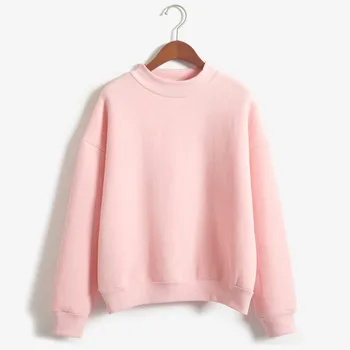 

Sweatshirt Female Autumn Winter Long Sleeve Loose Fleece Tops Women Simple Daily Casual Solid Sweatshirts