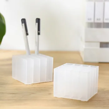 

JIANWU Creative Transparent Plastic Pen container Desktop Classification Storage Box Japanese Creative stationery