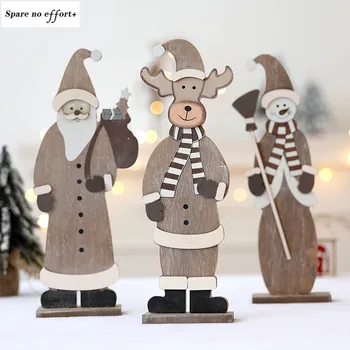 

Wooden Snowman Deer Home Christmas Decorations Cartoon Old Man Christmas Decoration Window Cafe Christmas Tree Ornaments