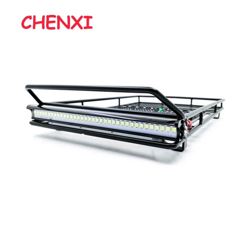 

230*150mm Luggage Carrier Roof Rack with LED Light Bar for 1/10 RC Crawler Car Axial SCX10 90046 Traxxas TRX4 L11