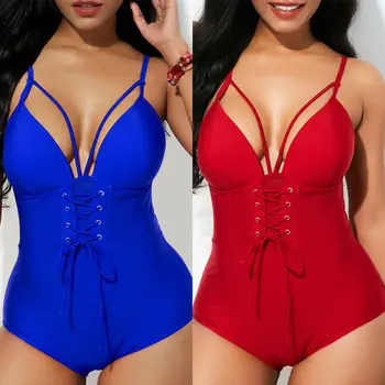 

Sexy Backless Playsuit New Women Sleeveless Summer Slim Solid Color Bodysuit Female Triangle V-neck Beach Fashion Jumpsuit Hot