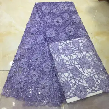 

African Net Lace Fabric 2019 Beaded Embroidered Nigerian Laces Fabrics High Quality French Tulle Lace Fabric For Women Dress