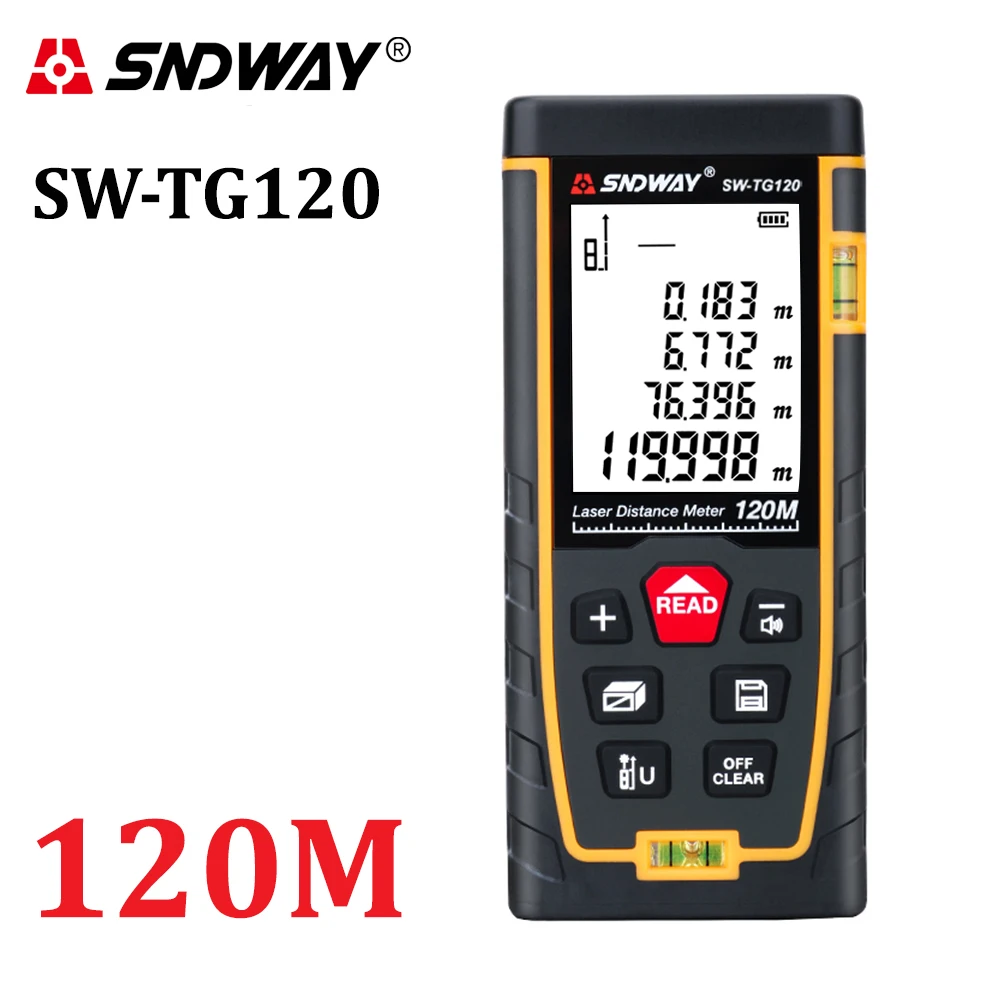 SNDWAY-Medidor de distancia láser, telémetro, regla de cinta métrica, 50m 70m 100m 120m, herramienta de ruleta