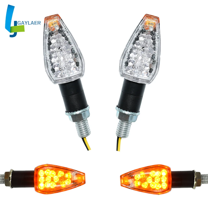 12V короткие мотоциклетные указатель поворота светильник 15 светодиодный мигающий Янтарный мигалки лампы для Yamaha Suzuki Honda Kawasaki