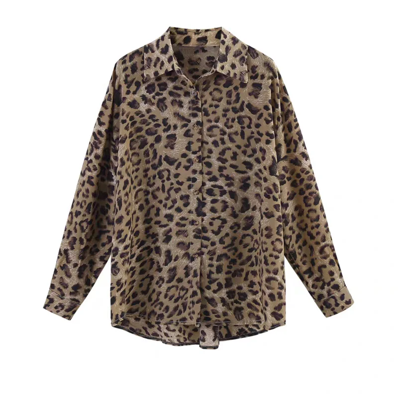 

Women Leopard Chiffon Shirts Single Breasted Turn-Down Collar Loose Female Shirt Long Sleeves Casual Leopard Topã€Fans Reduce $1ã€‘