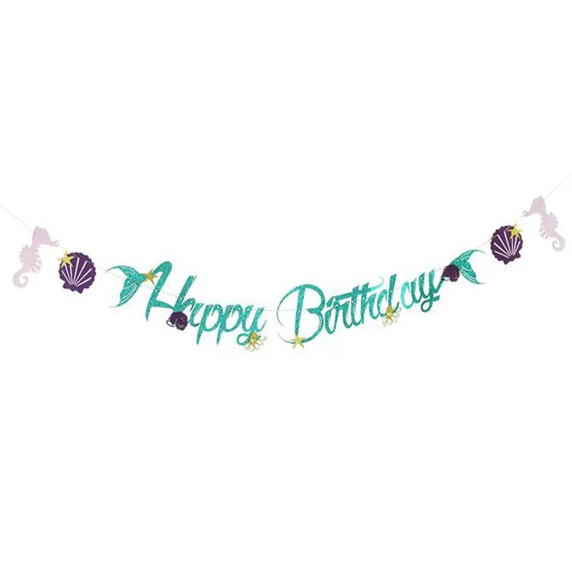 1 комплект вечерние поставки русалки один два три воздушный шар русалки декоративный баннер вечерние сувениры для детского дня рождения украшения для вечеринок - Цвет: Happy birthday