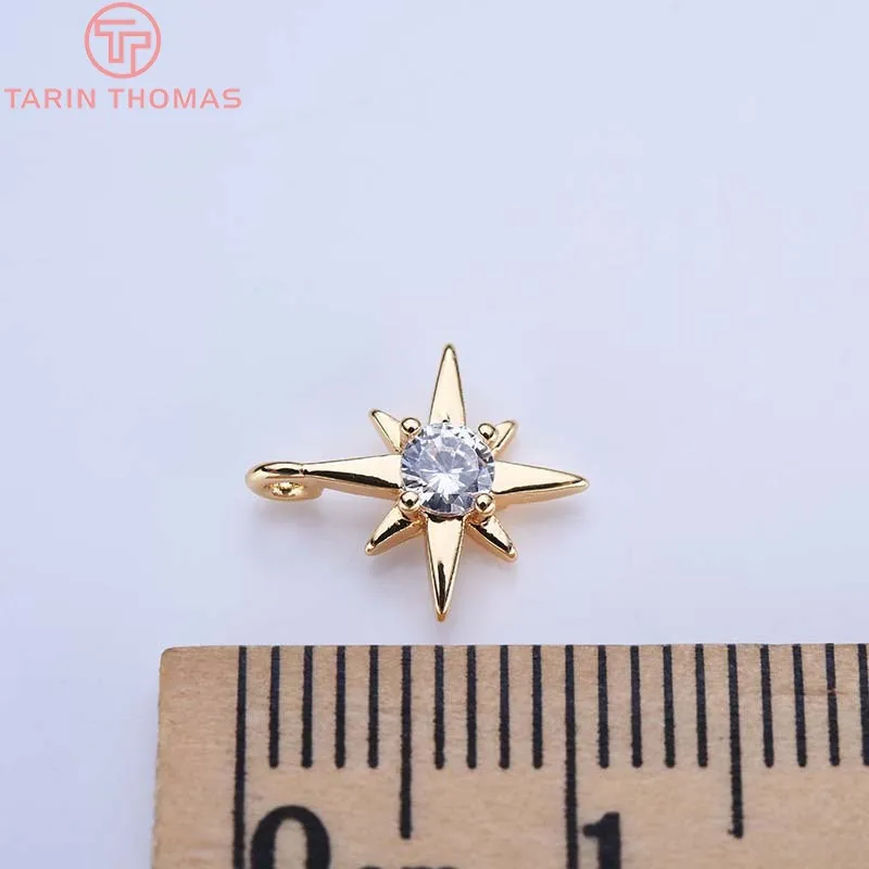 6PCS 11MM Brass Zircon explosion Six-star Charms Pendants Diy Jewelry Accessories star charms jewelry charms metal charm