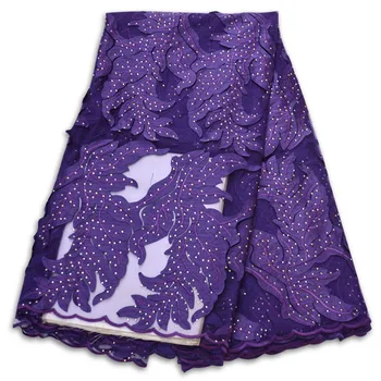 

2019 High Quality Milk Silk Wedding Lace Pink African Lace Fabric With Stones Embroidery African French Tulle Lace Fabric 03