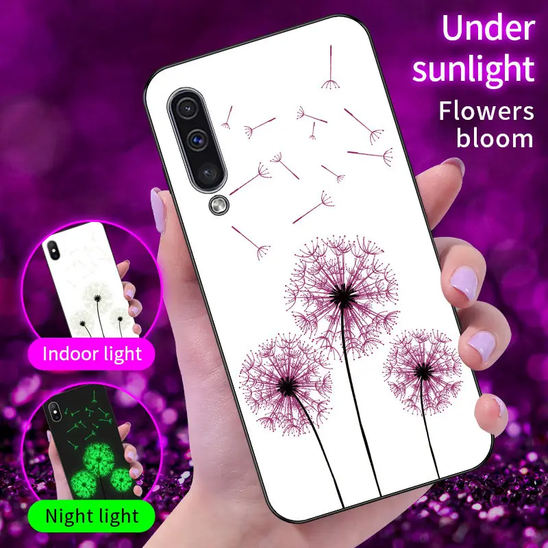 

Luminous Tempered Glass Case For Samsung Galaxy A50 Case Back Cover For Samsung Galaxy A10 A20 A30 A50 A70 M10 M20 Case Cover