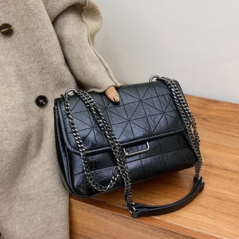 

Women's bag 2019 autumn and winter new fashion texture shoulder diagonal chain casual small square bag tide