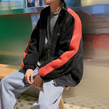 

2019 Autumn New Korean Version Of The Trend Color Sports Thickening Lamb Hair Cardigan Large Size Casual Street Jacket