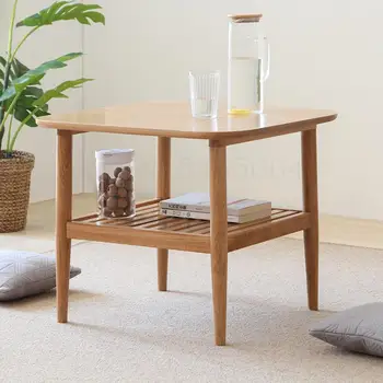 

Solid Wood Coffee Table Nordic Modern Minimalist Small Apartment Oak Side Table Double Sofa Corner Table B4073