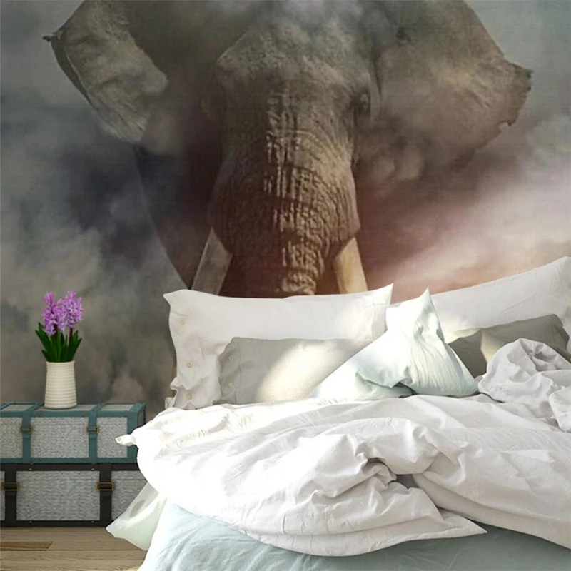 Beibehang-Creative-hand-painted-elephant-bird-background-wall-painting-custom-large-mural-wallpaper-papel-de-parede (3)
