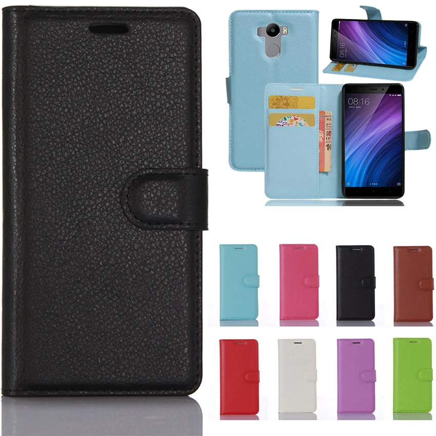 For Xiaomi Redmi 4 Flip Case Purse Phone Bag With Card Slots Fitted Redmi4 Back Cover Fundas | Мобильные телефоны и