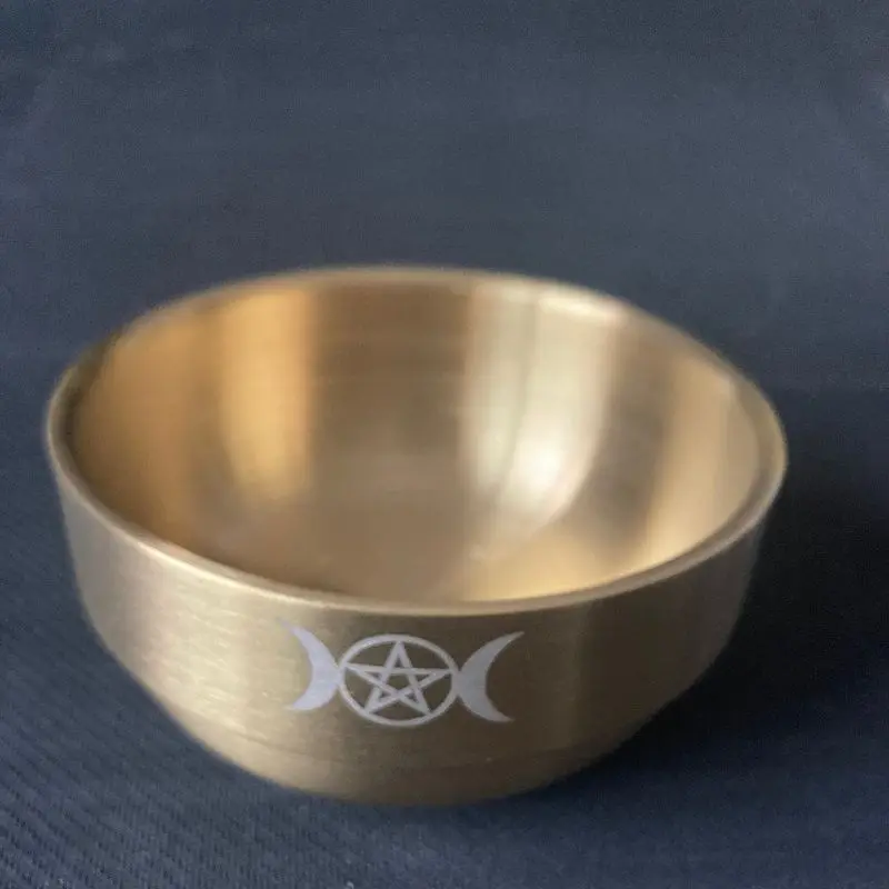 Altar bowl tarot Supplies Pentagram stainless steel Gold plating tableware ceremony Moon Divination Astrological tool Board | Спорт и