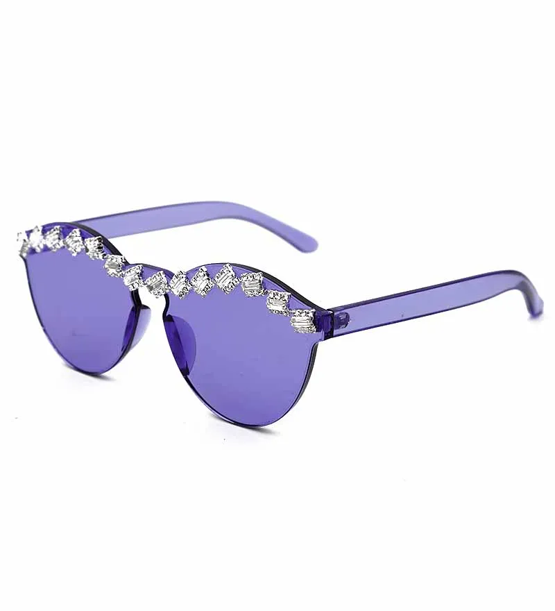 Алмазные кошачьи глаза солнцезащитные очки для женщин и мужчин Роскошные хрустальные очки со стразами без оправы прозрачные солнцезащитные очки UV400