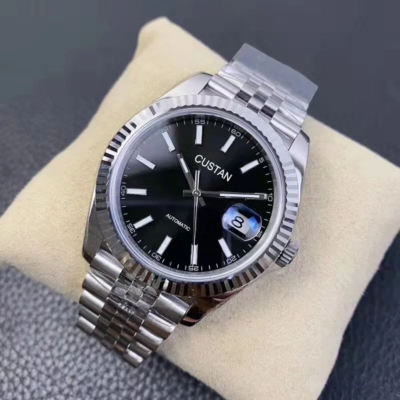 

Black Dial Automatic Date Watch For Men 40mm Japan Miyota 8215 Movement Sapphire Glass Waterproof Mechanical Watches Male Clock