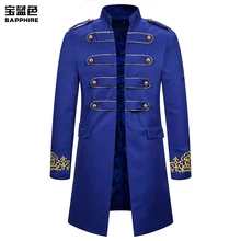 Мужской плащ, осенний мужской костюм, Блейзер, одежда для выступлений, двубортное, с манжетами, с вышивкой, стоячий воротник, длинное Свободное пальто