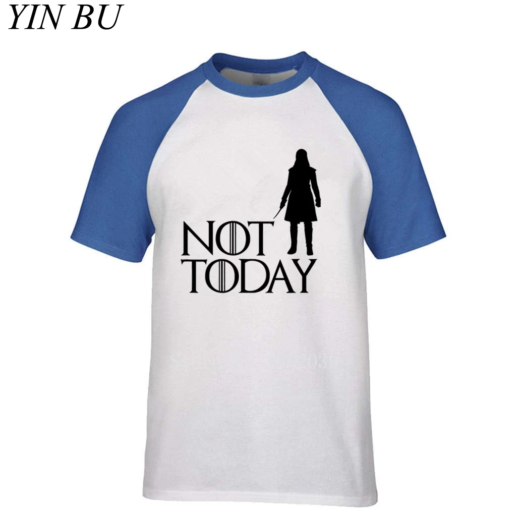 Мужские футболки с рукавом реглан на заказ, Игра престолов, Arya Stark Not Today, Мужская футболка сумасшедшего размера плюс S-2XL, футболка для мальчиков - Цвет: Серый